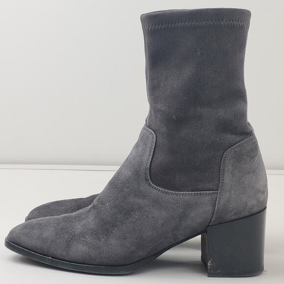 AQUATILIA Grey Suede Side Zip Heeled Boots Sz 9 - Picture 5 of 8